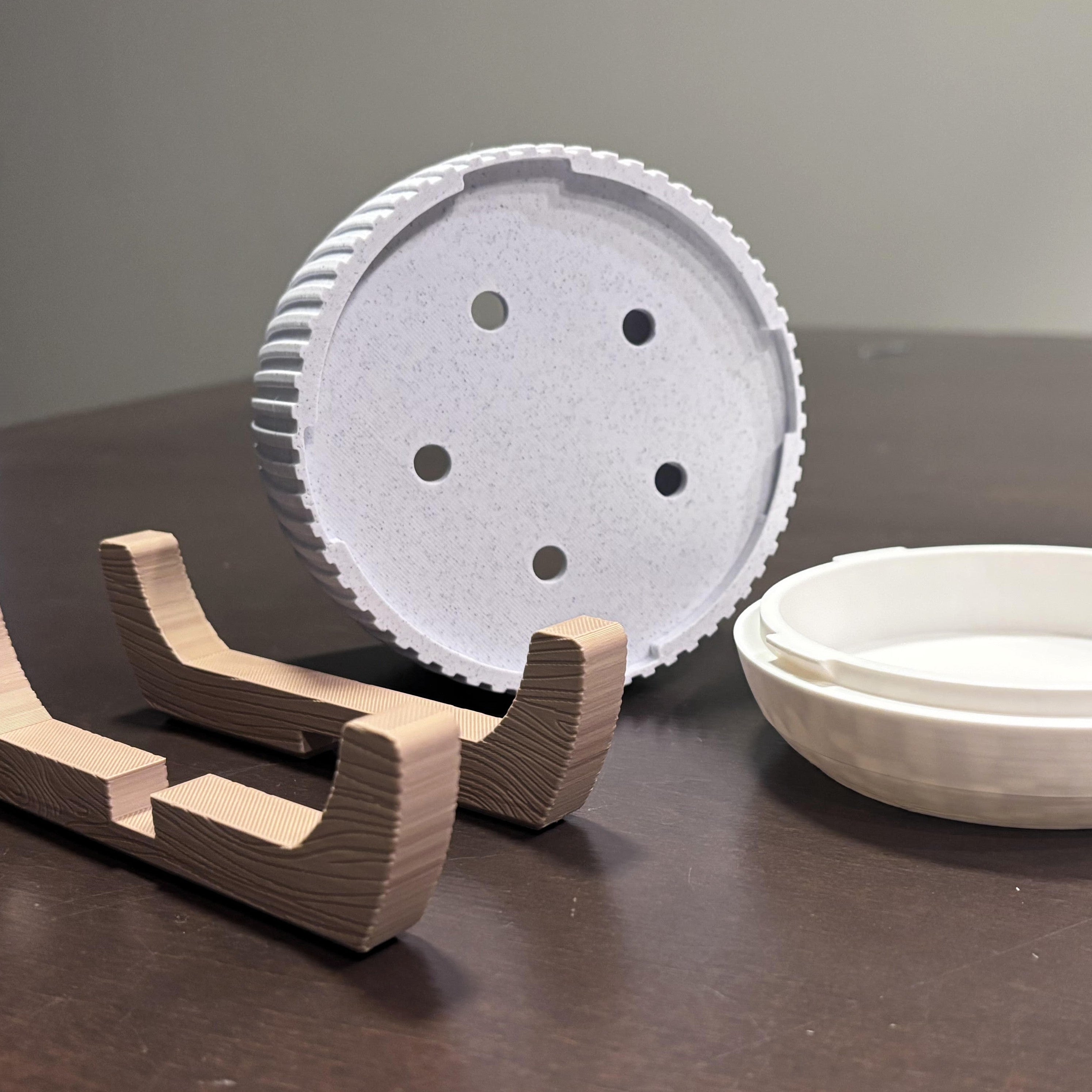 Vaso Japandi a Coste con Supporto Effetto Legno – Stampa 3D
