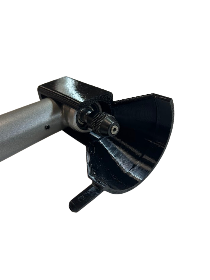 Carter di protezione con innesto per trapano angolare Proxxon LWB, accessori professionali Kreo3D, mostra parte del meccanismo e attacco