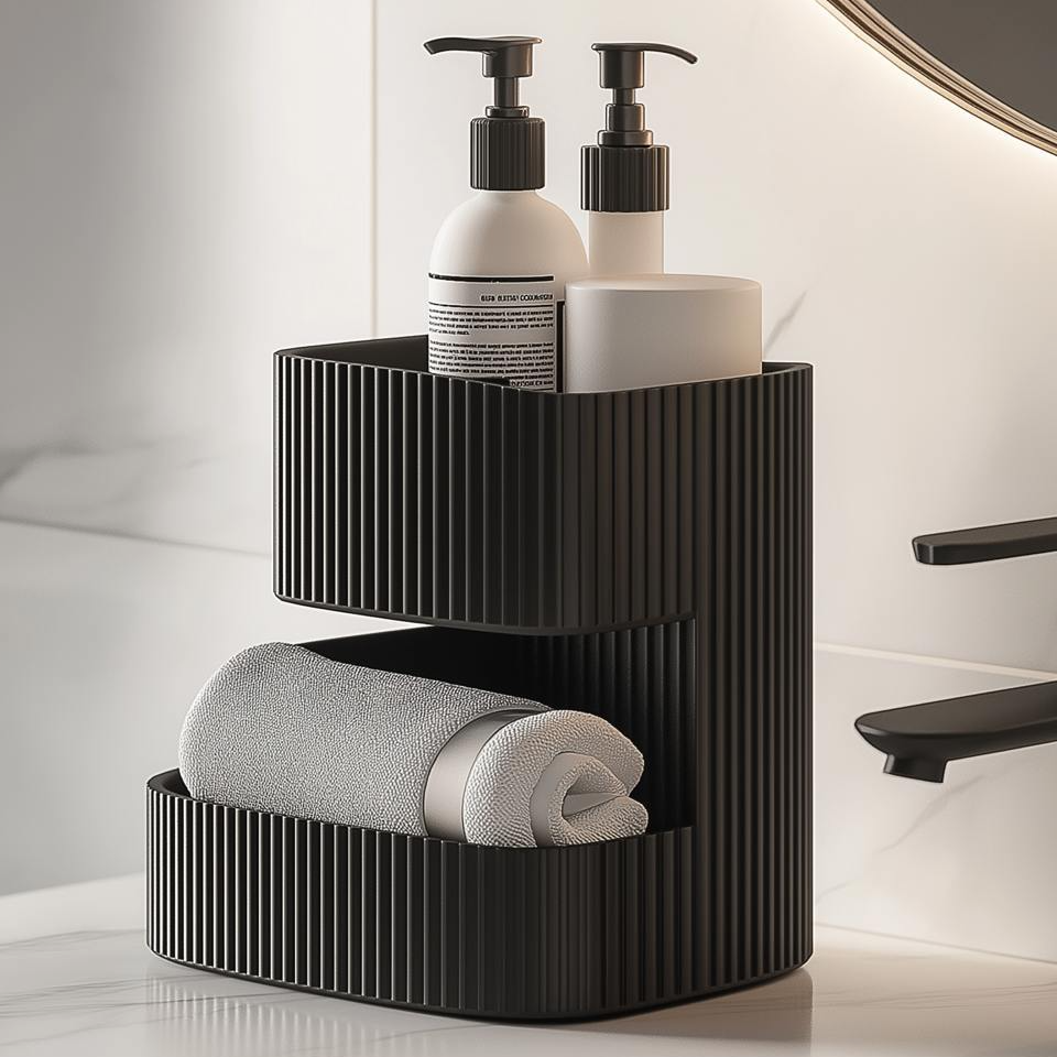 Organizer da Bagno a Due Livelli – Stile Japandi